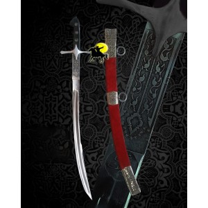 Seçuklu Tarzı Dövme Çelik Oluklu Kılıç + Kızıl  Kın