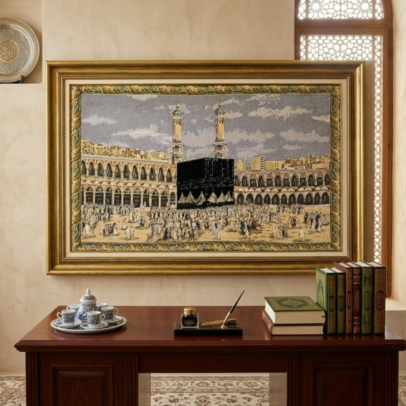 Yeni Kabe Goblen Tablo - Eskitme Gold  Çerçeveli 85*126