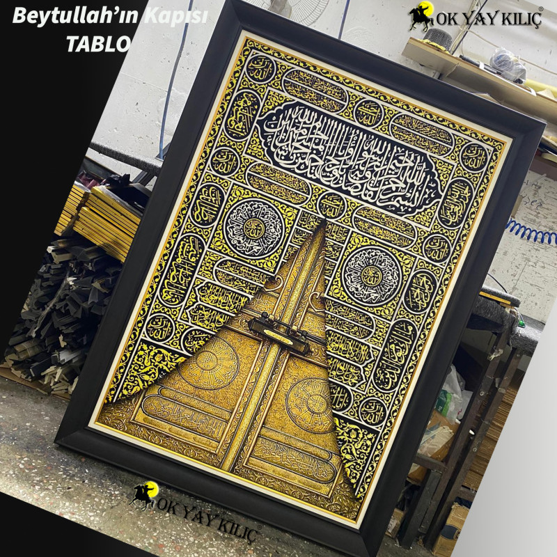 Muhteşem 'Kabe Kapısı Temalı' Dini Büyük Boy Lüks Tablo 1