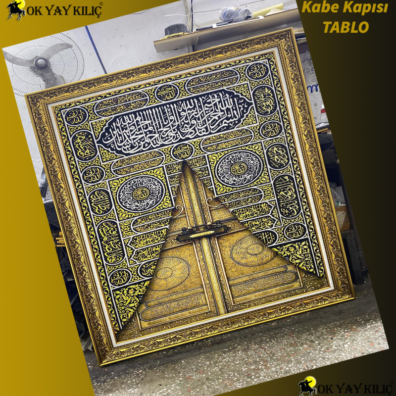 Muhteşem 'Kabe Kapısı Temalı' Dini Lüks Boy Tablo